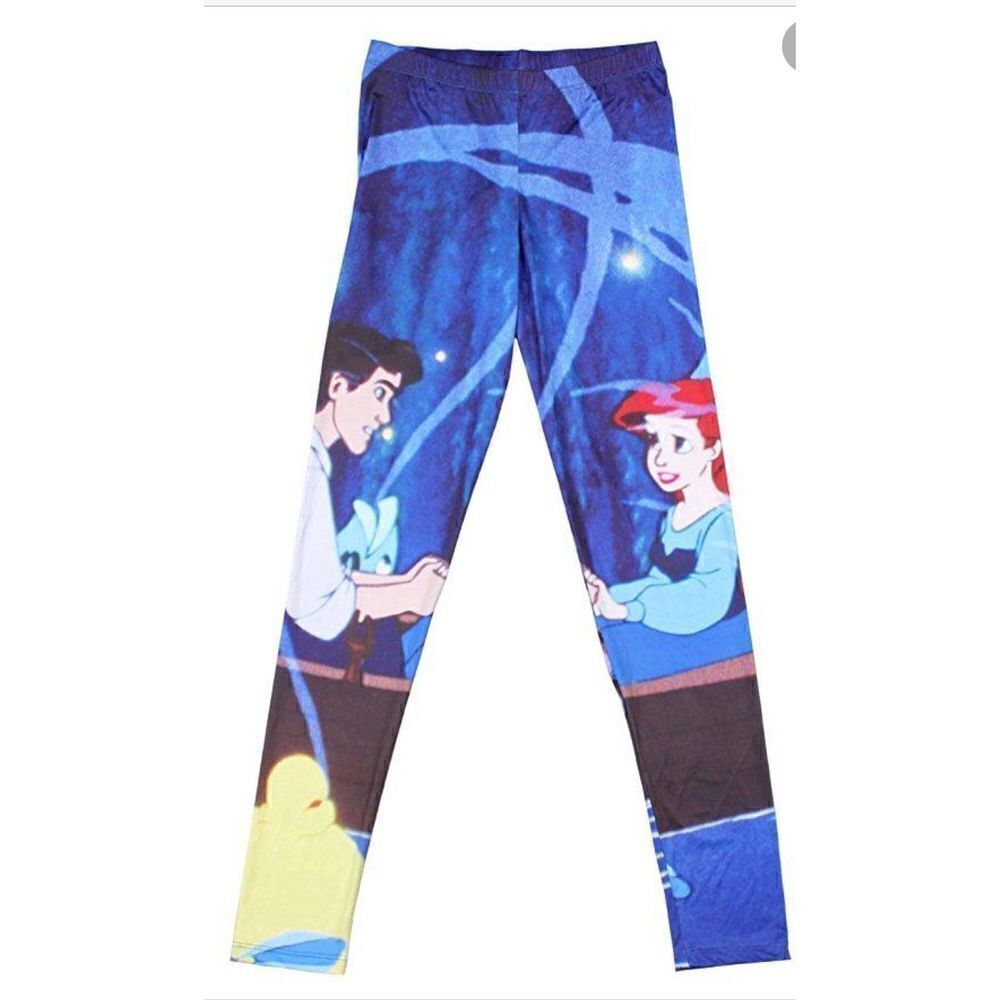 Disney Junior girls kiss the girl Little mermaid Ariel and Eric leggings size sm